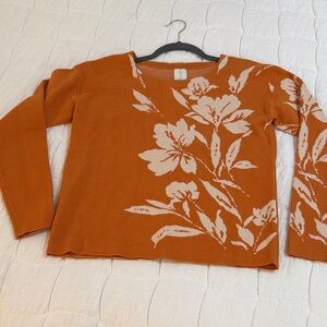 Joie Orange and Cream Knit Top